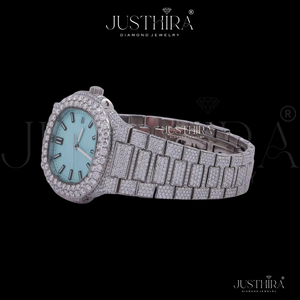Nuevo Reloj de Lujo para Mujer con Esfera Azul Cielo y Diamantes, Estilo Hip Hop, Regalo Impresionante - Product Image 3
