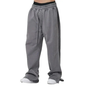 <b>Men's</b> Casual Streetwear Baggy Sweatpants Custom Logo Vintage Acid Washed Wide Leg Flare <b>Trouser</b> 100% Cotton Canvas Made Pakistan - Product Image 4