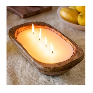 Bougie moderne en pot en bois, design personnalisé, style grain de bois, pour décoration intérieure, contenant en ciment robuste. - Product Image 3