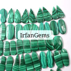 Paire Cabochon en Malachite Naturelle Quartz Vert Semi Précieux Cabs en Pierres Précieuses en Vrac Poli à la Main Guérison Paire en Gros - Product Image 5