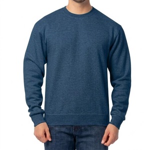 Sweat-shirt à col rond pour homme, bleu marine chiné, coupe classique, molleton brossé doux, manches longues, décontracté, pour tous les jours, hiver - Product Image 1