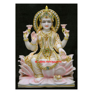 Escultura de Lujo de Laxmi Mata en Mármol Blanco con Producto Artesanal Fino, Sentada sobre un Loto, Utilizada para Regalos Corporativos - Product Image 6