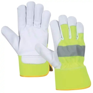 Gants de sécurité en cuir de chèvre fluorescent de qualité supérieure, résistants, antistatiques, pour travaux industriels, pour monteurs canadiens - Product Image 1