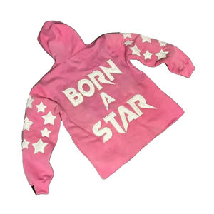 Tendance broderie à capuche hommes personnalisé recadrée à capuche sans chaîne thermique mode brut ourlet bord coupe en détresse soleil délavé lavé - Product Image 2