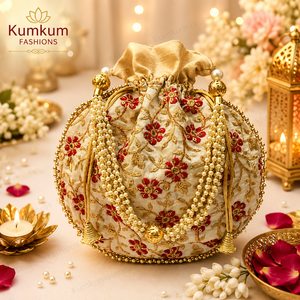 Handmade Indian Embroidered Work Return Gift Bags Wedding Gift Handbag Coin Drawstring Pouch Potli Bag Festive Party Favors - Product Image 2