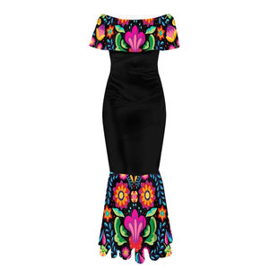 ชุดเดรสสไตล์เม็กซิกันลายดอกไม้ขายดีที่สุด ขายส่ง ชุดเดรสชายหาดแบบเปิดไหล่ ไซส์พลัส สั่งทำได้ - Product Image 5