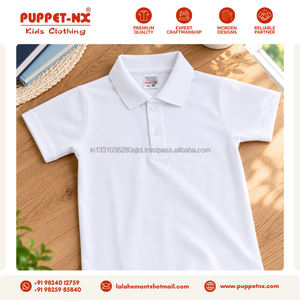 Polo de Manga Corta Blanco de Primera Calidad para Niños, Uniforme Escolar, Camiseta con Cuello de Algodón para Niños, Puppetnx ODM - Product Image 5