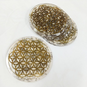 <b>Clear</b> Epoxy <b>Resin</b> Coasters Set Table Decoration Transparent Coaster Table Top with Gold Touch Coaster for Drink Mats & Pads - Product Image 1