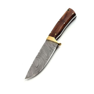 Cuchillo de punta caída de acero de Damasco hecho a mano con mango de madera, cuchillos de caza de acero de Damasco fabricados en fábrica en venta - Product Image 2