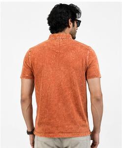 Men's <b>Orange</b> Solid Color Short Sleeve Knitted <b>Polo</b> <b>Shirt</b> Breathable Casual Style Regular Length - Product Image 4