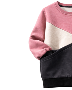 Sudadera Oversize Casual de Cuello Redondo para Mujer, Color Block Rosa Polvoriento y Negro, Estilo Urbano Personalizado, Ideal para Invierno - Product Image 3