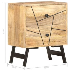 ตู้ข้างเตียงไม้มะม่วงสีน้ำตาลทอง 15.7x11.8x19.7 นิ้ว - Product Image 6