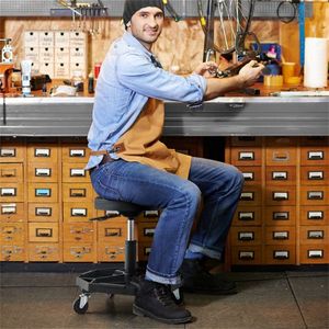 Sgabello Regolabile su Ruote per Lavori Pesanti, Nero, Capacità 150 kg, con Vassoio Portautensili per Riparazioni Auto - Product Image 3