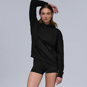 Sudadera con Capucha Personalizada de Algodón Terry para Mujer, de Alta Calidad, Ligera, con Hombros Caídos, Lisa, para Otoño/Invierno - Product Image 3