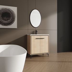 Mobile bagno da 30 pollici in legno ingegnerizzato con lavabo e armadietto contenitore, include ante - Product Image 2