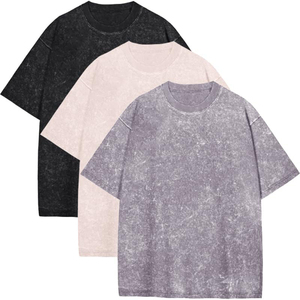 เสื้อยืดคอตตอนวินเทจฟอกสีแบบขายส่ง 250 กรัม ทรงโอเวอร์ไซส์ ทรงบ็อกซี่ คอกลม สีพื้น ผ้าเจอร์ซีย์ สวมใส่สบายสำหรับผู้ชาย - Product Image 4