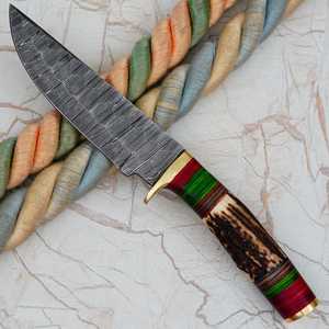 Couteau de chasse artisanal en acier carbone, 10 pouces, manche en os avec Pakkawood coloré, ambidextre, durable - Product Image 5