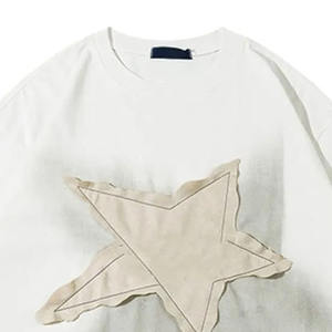 Best Wholesale New Streetwear Dropped Shoulder Oversize Men Acid Wash Vintage Distressed Embroidery Short Sleeve Men's T-Shirts - Product Image 6