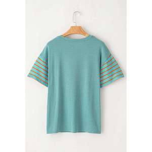 เสื้อยืดพรีเมียมเนื้อผ้าถักอย่างดี ระบายอากาศได้ดี สีเขียวอมฟ้า คอกลม แขนสั้น ผ้าฝ้าย ทรงปกติ สวมใส่สบาย เหมาะสำหรับทุกวัน - Product Image 3
