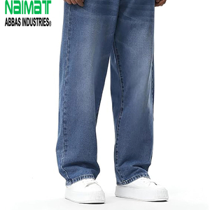Mens Wide Leg Baggy Jeans Loose Fit Blue Denim Pants Relaxed Straight Trousers Casual Hip Hop Streetwear - Product Image 1