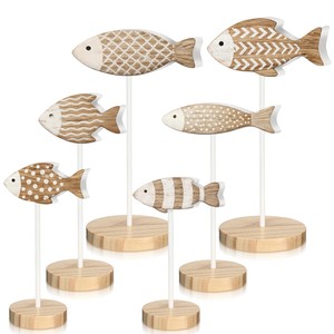 Figurine de sirène en bois de bambou artisanale - Sculpture en bois multicolore en gros, design moderne du milieu du siècle, écologique et durable - Product Image 2