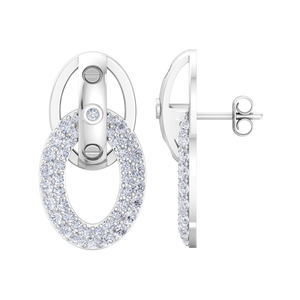 Pendientes de Aro con Diamantes Chapados en Oro Blanco de 18K de Primera Calidad, Pendientes Colgantes de Lujo con Eslabones Ovalados Entrelazados para Mujer, Joyería Fina - Product Image 1