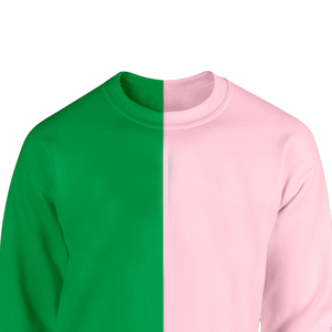 Sweat-shirt à col rond pour homme, coupe classique, décontracté, en maille, hiver, avec logo personnalisé brodé, en polaire, couleur verte et rose - Product Image 3