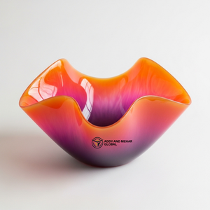 ชามเสิร์ฟตกแต่งรูปทรงคลื่นหลากสี ไล่เฉดสีส้ม ชมพู ม่วง ของตกแต่งศิลปะสมัยใหม่ ชามใส่ผลไม้ ขนมขบเคี้ยว - Product Image 1