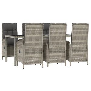 Conjunto de Comedor de Jardín de Mimbre Gris, 8 Plazas, Respaldo Multiposición, Muebles de Exterior, Diseño Contemporáneo, Estructura de Mimbre - Product Image 5
