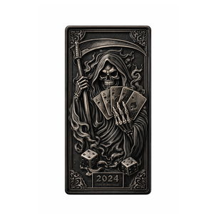Pièce de collection personnalisée en zinc noir plaqué or, motif Grim Reaper et squelette, design imitation antique, pour jeu de société - Product Image 5