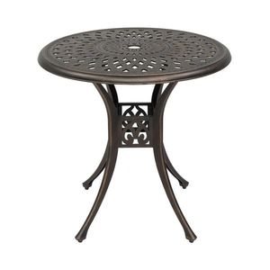 Table de jardin circulaire en aluminium coulé avec plateau diamanté 78*78*75cm, bronze, élégante, pour le confort et la durabilité - Product Image 1