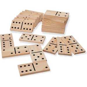 Jeu de dominos en bois finition naturelle, pièces de jeu classiques pour le plaisir familial et l'apprentissage, dominos en résine - Product Image 1