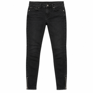 Jeans Negros Ajustados con Cierre en el Tobillo, Pantalones de Mezclilla de Pierna Estrecha, Cinco Bolsillos, Estilo Casual Urbano, Proveedor OEM de Ropa Personalizada - Product Image 1