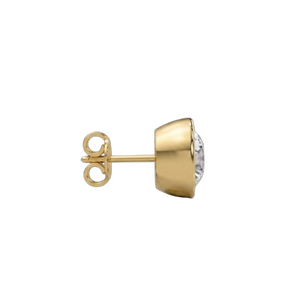 14k Gold Bezel Set <b>Studs</b> Round Brilliant Lab Grown Diamond 2.00 CTW IGI Cetrified Engagement <b>Stud</b> Earrings Everyday Wear Jewelry - Product Image 4