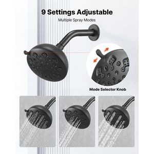Complete 4.7 Inch Rainfall Shower Head for Tub and Bathtub Spout 9 Setting Adjustable <b>Spray</b> Single Handle Faucet <b>Set</b> - Product Image 5