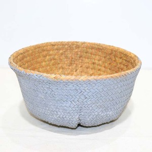 Top Rated Natural Palm Leaf <b>Woven</b> <b>Basket</b> Foldable Round Belly Planter with Handles - Product Image 6
