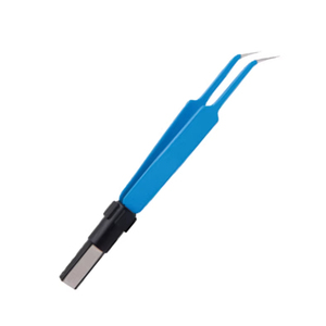 Pinzas bipolares aisladas azules con punta microangular, instrumento quirúrgico de acero inoxidable para coagulación de tejidos, fabricadas en Pakistán - Product Image 5