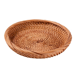 Plateau en rotin tissé à la main, plateau de service rustique en bois pour une utilisation en intérieur et en extérieur, idée cadeau durable, décoration intérieure - Product Image 2