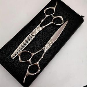 Ciseaux de barbier professionnels pour coiffeurs - Lames en acier inoxydable 4Cr13, lames affûtées, ciseaux à effiler, manche multi-couches en céramique - Product Image 4