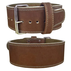 Brown Cowhide Weight Lifting <b>Belt</b> Adjustable Buckle Waist Support for Men Strength Training Fitness Gear - Product Image 5