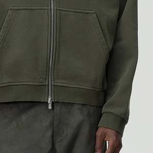 Vente en gros : Sweat à capuche zippé oversize pour homme, coupe carrée décontractée / Sweat à capuche uni pour homme, style épuré à épaules tombantes, décontracté pour le quotidien 2026 - Product Image 4