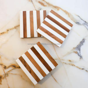 Ensemble de sous-verres personnalisés de haute qualité en bois, résine, marbre, incrustation d'époxy, feutre, tasse à thé, sous-verre, napperons gravés - Product Image 6