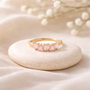 Dainty Heart Shape Rose Quartz <b>Ring</b> Minimalist <b>Stack</b> <b>Ring</b> Promise Gift eternity vermeil 8K Gold Filled or 925 Sterling <b>Silver</b> - Product Image 2