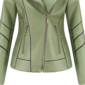 Veste en cuir de luxe pour femmes, vêtements d'extérieur en cuir véritable de qualité supérieure, style décontracté sophistiqué, style motard, étiquette privée personnalisée - Product Image 6