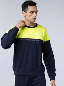 Sudadera de Cuello Redondo para Hombre, Diseño con Bloques de Color, Corte Regular, Informal, Tejida, 100% Algodón, para Otoño - Product Image 4