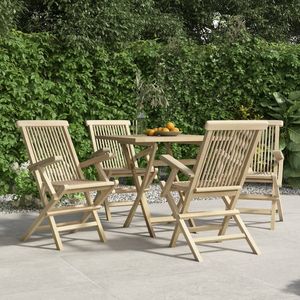 Ensemble de 4 chaises de jardin pliantes en teck massif gris, taille standard - Product Image 1