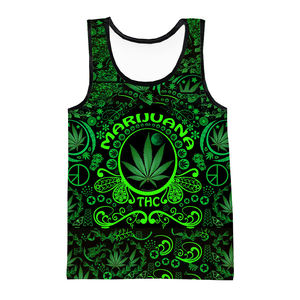 Camiseta sin Mangas Unisex Color Bronceado con Estampado Digital 3D de Hojas de Marihuana de Bob Marley, Transpirable, de Secado Rápido, Ecológica, con Cuello Redondo, Personalizada para Hombre - Product Image 3