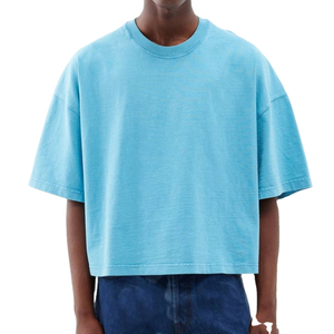 เสื้อยืดครอปผู้ชายสั่งทำขายส่ง ทรงบ็อกซี่ ผ้าฝ้าย 100% เสื้อยืดโอเวอร์ไซส์ไหล่ตกสำหรับผู้ชาย - Product Image 5