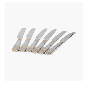 Cuchillo para Queso Crema de Acero Inoxidable, Diseño Rústico con Mango Dorado Exclusivo, Juego de Cuchillos de Cena de Acero Inoxidable con Acabado Espejo - Product Image 1