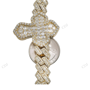 Cadena de Plata de Ley 925 con Incrustaciones de Moissanita VVS de 14 mm y 22 Pulgadas, Chapada en Oro Multicolor, Certificada por GRA, Estilo Hip Hop, Nueva y en Oferta - Product Image 4